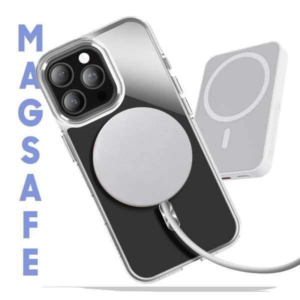 Coque MagSafe för iPhone 16 Pro Baksidan Glas Färg Silver
