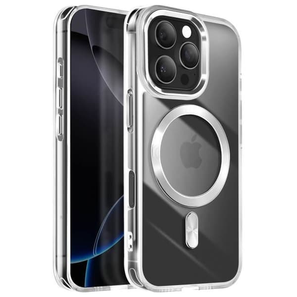 Coque MagSafe för iPhone 16 Pro Baksidan Glas Färg Silver