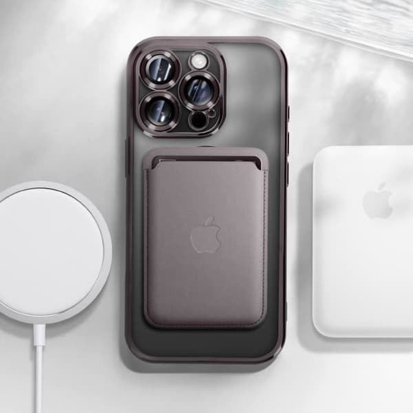 Coque MagSafe för iPhone 16 Pro Silikon Kontur Krom Svart