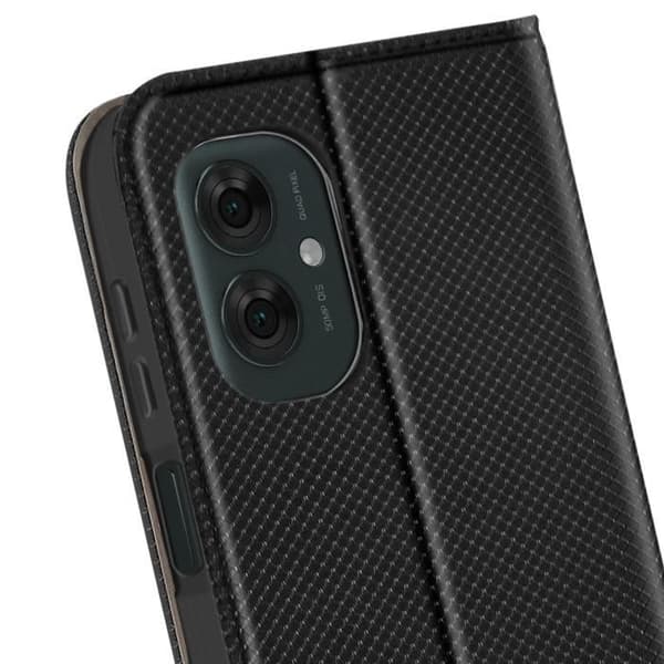 Fodral för Motorola Moto G55 Klapp Kortfack och Videostöd Svart