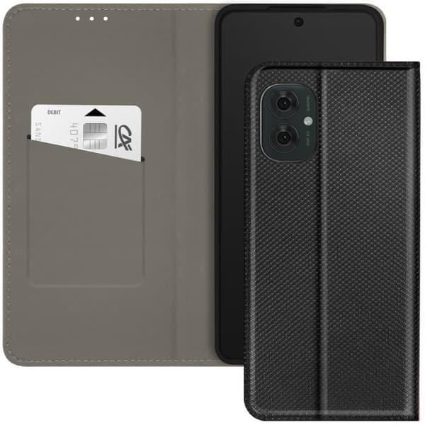Fodral för Motorola Moto G55 Klapp Kortfack och Videostöd Svart