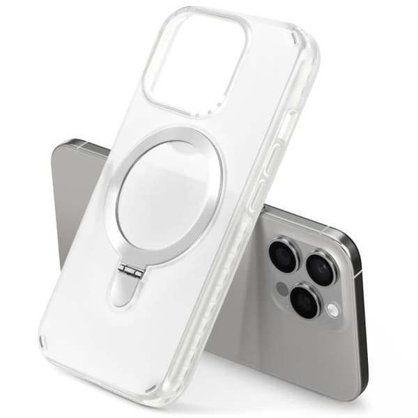 Coque MagSafe för iPhone 14 Pro Stötsäker med Fällbart Stöd Vit