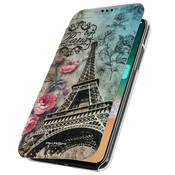 Housse iPhone X / XS Etui Coque Portefeuille Paris Champs Élysées Akashi