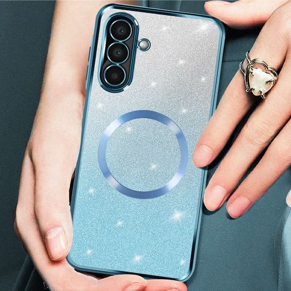 Coque MagSafe för Samsung Galaxy A26 Silikon Glittrande Blå