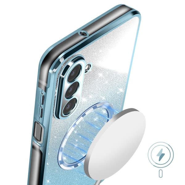 Coque MagSafe för Samsung Galaxy A26 Silikon Glittrande Blå