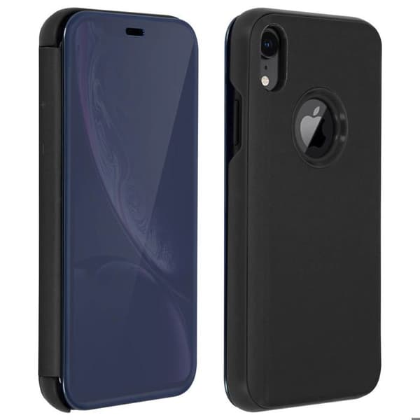 Hus för iPhone XR fodral folio spegel ultratunn genomskinlig - Svart