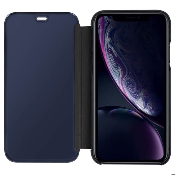 Hus för iPhone XR fodral folio spegel ultratunn genomskinlig - Svart