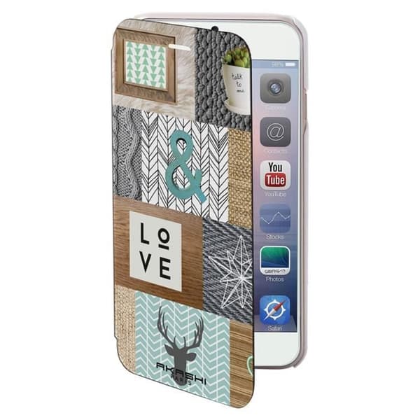 Housse Folio Portefeuille Akashi Peace &amp; Love Apple iPhone 7 - Inbyggt kortfack