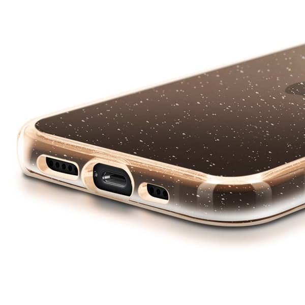 Glittrande skal för iPhone 16e Hybrid Glamour Design Guld