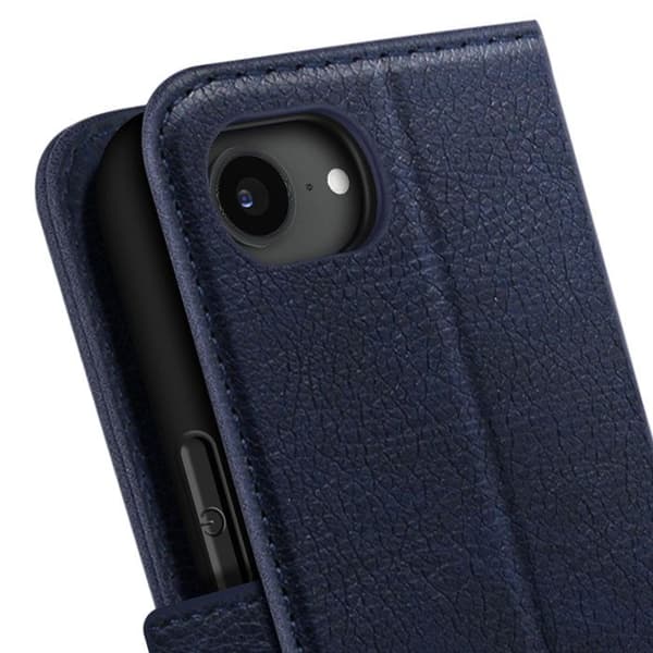 Fodral för iPhone 16e Med Flipplås Plånbok och Videostöd Blå Natt