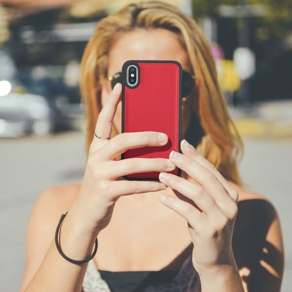Coque Apple iPhone X / XS Hård Skydd Äkta Läder Akashi Röd