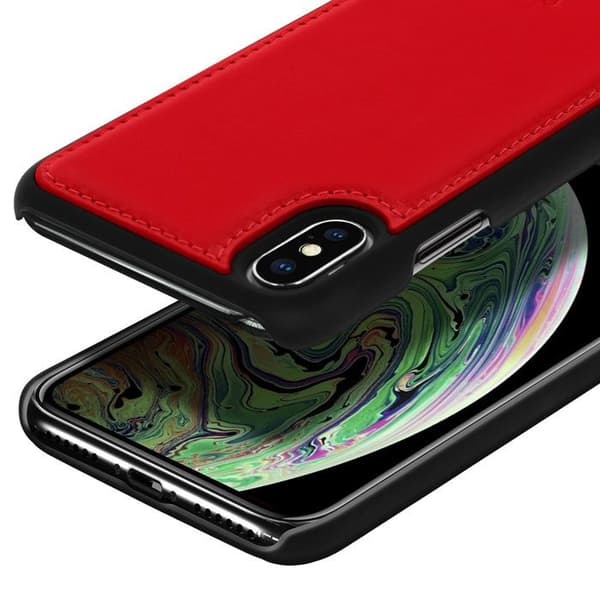 Coque Apple iPhone X / XS Hård Skydd Äkta Läder Akashi Röd
