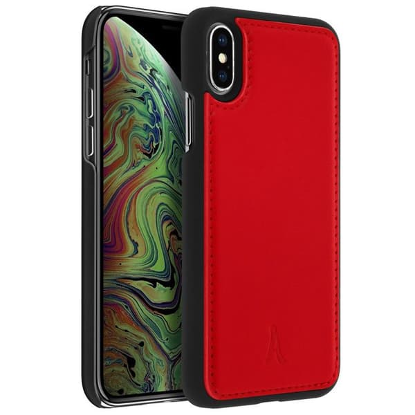 Coque Apple iPhone X / XS Hård Skydd Äkta Läder Akashi Röd