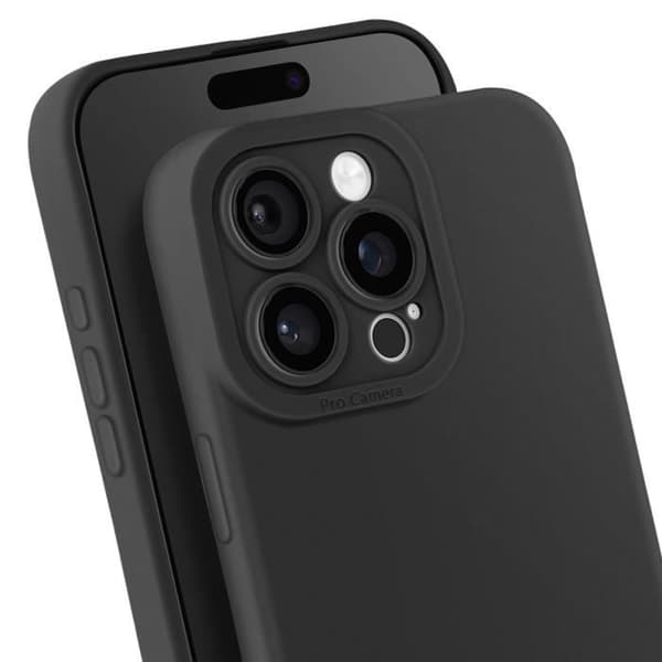 Silicone-fodral för iPhone 16 Pro Max Slät Kamera Blockerad Svart