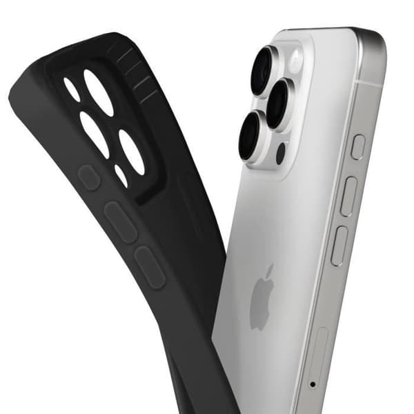 Silicone-fodral för iPhone 16 Pro Max Slät Kamera Blockerad Svart