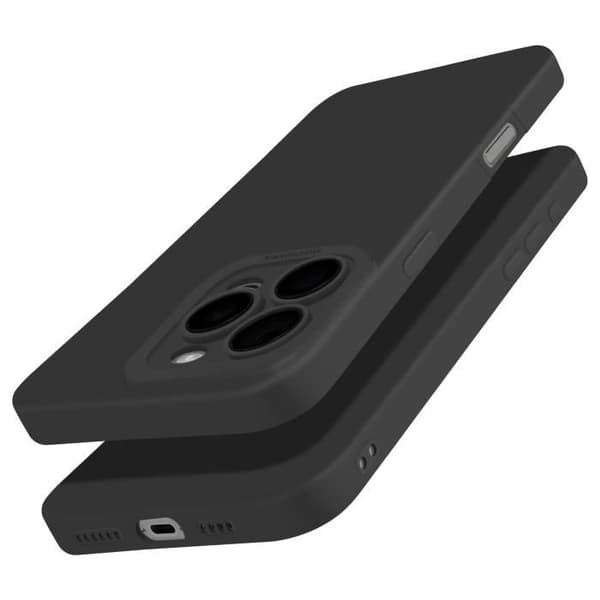 Silicone-fodral för iPhone 16 Pro Max Slät Kamera Blockerad Svart