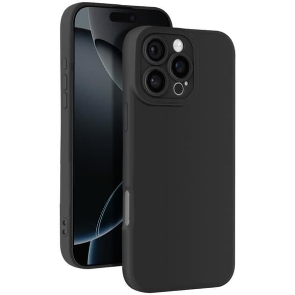 Silicone-fodral för iPhone 16 Pro Max Slät Kamera Blockerad Svart
