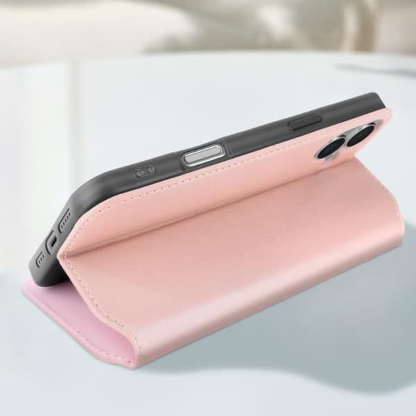 iPhone 16-fodral med kortficka och videoställ i roséguld