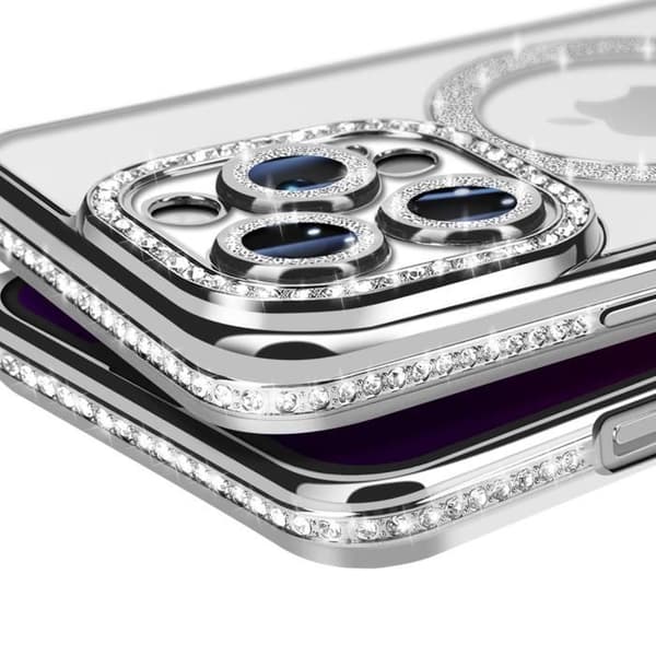 Coque Diamant för iPhone 13 Pro MagSafe Contour Strass Silver