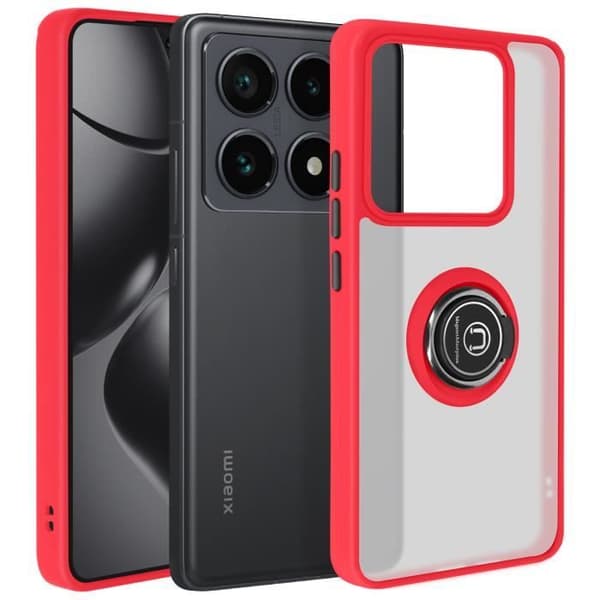 Coque för Xiaomi 14T Pro Metallring Video Stöd Röd