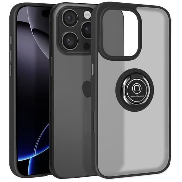 iPhone 16 Pro Max Fodral Metallring Video Stöd Svart