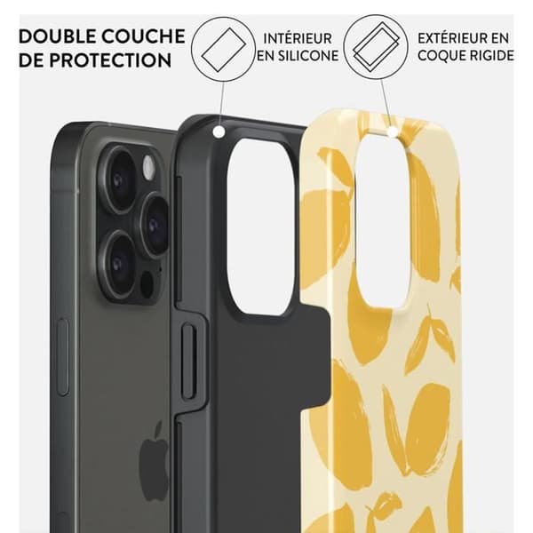 Coque för iPhone 15 Pro Tough Antichocs Modell Lemon Tart Burga Gul