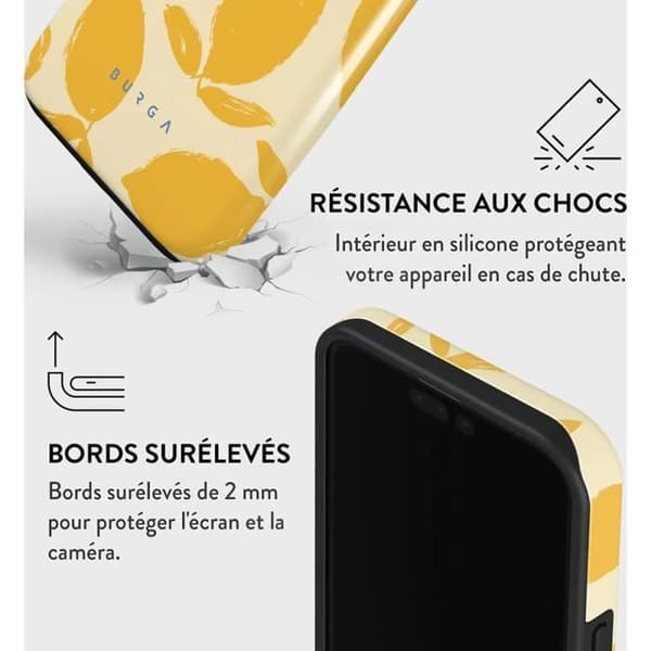 Coque för iPhone 15 Pro Tough Antichocs Modell Lemon Tart Burga Gul