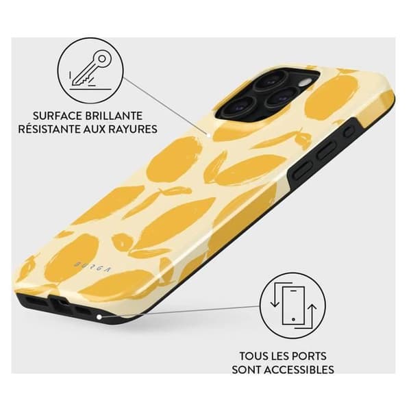 Coque för iPhone 15 Pro Tough Antichocs Modell Lemon Tart Burga Gul