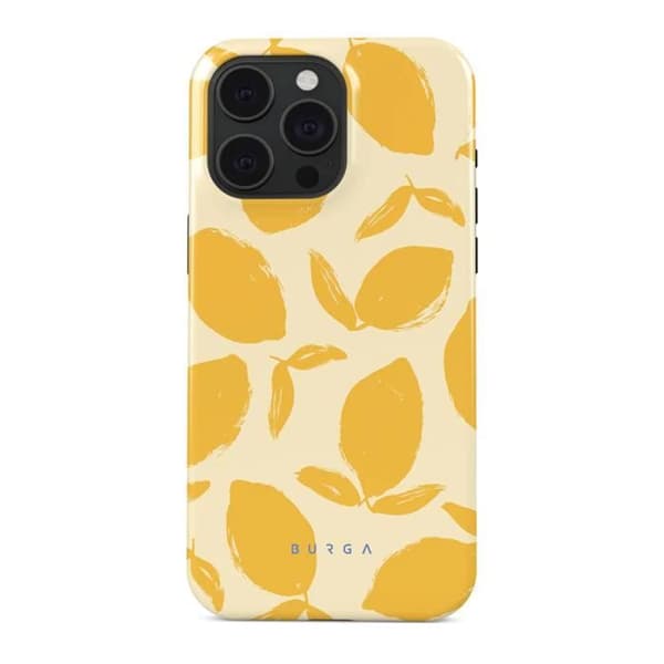 Coque för iPhone 15 Pro Tough Antichocs Modell Lemon Tart Burga Gul