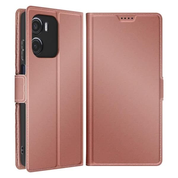 Etui för Motorola Moto G05 och E15 Kortficka Videostöd Roséguld