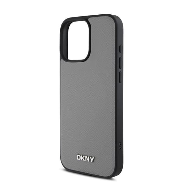 Coque för iPhone 16 Pro Max MagSafe Elegant med DKNY Metalllogotyp Grå