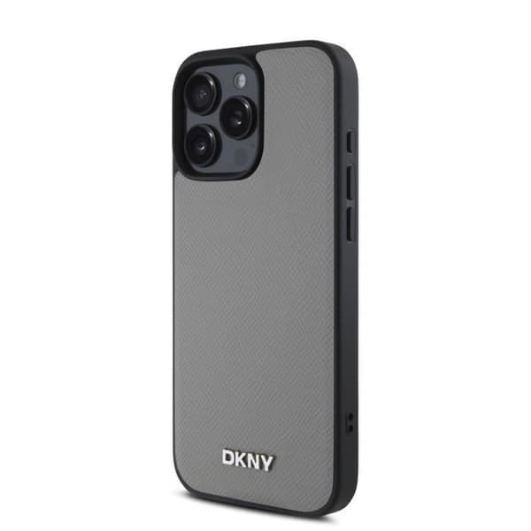 Coque för iPhone 16 Pro Max MagSafe Elegant med DKNY Metalllogotyp Grå