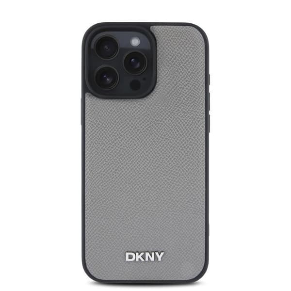 Coque för iPhone 16 Pro Max MagSafe Elegant med DKNY Metalllogotyp Grå