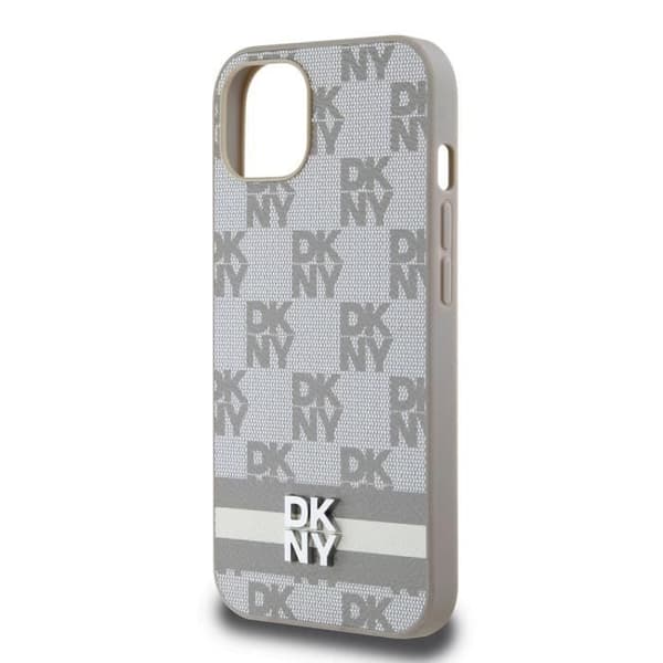 Elegant iPhone 13-fodral med rut- och randmönster DKNY Beige