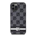 Miniatyrbild 3 av 4: Elegant iPhone 12 / 12 Pro-fodral med rut- och randmönster DKNY Svart