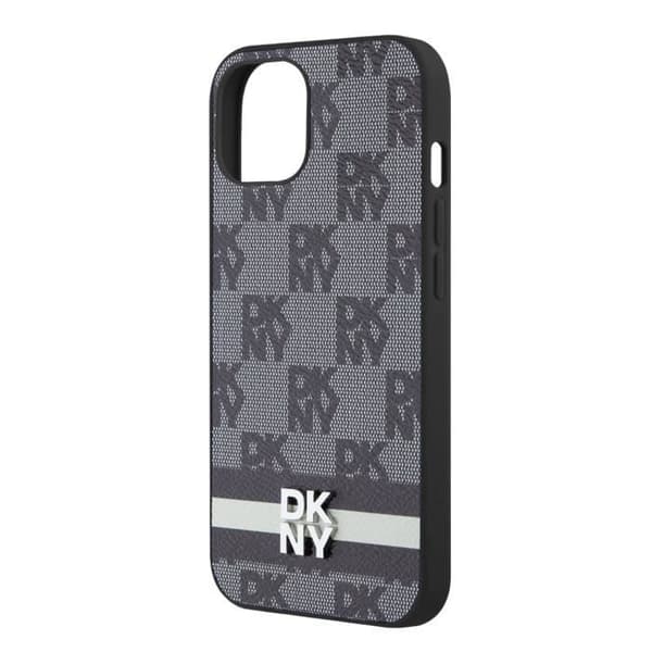 Elegant iPhone 12 / 12 Pro-fodral med rut- och randmönster DKNY Svart