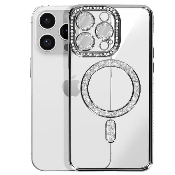 Coque Diamant för iPhone 14 Pro MagSafe Kontur Strass Svart