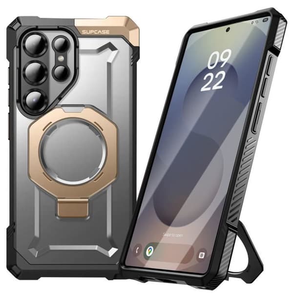 Coque för Samsung S25 Ultra Stötsäker Med MagSafe Ring Videostöd Supcase Guld