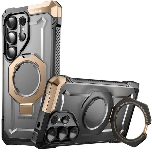 Coque för Samsung S25 Ultra Stötsäker Med MagSafe Ring Videostöd Supcase Guld