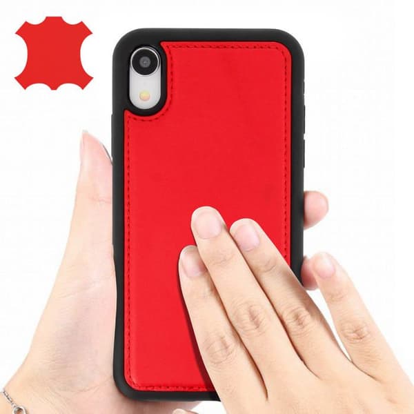 Coque Apple iPhone XR Skydd Hård Äkta Läder Akashi - Röd