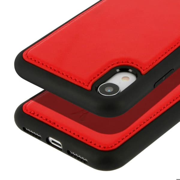 Coque Apple iPhone XR Skydd Hård Äkta Läder Akashi - Röd