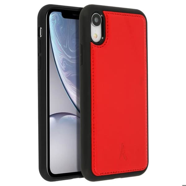 Coque Apple iPhone XR Skydd Hård Äkta Läder Akashi - Röd