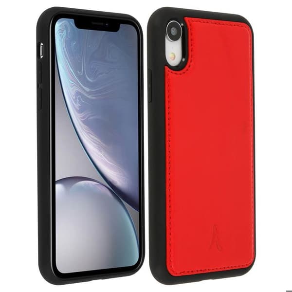 Coque Apple iPhone XR Skydd Hård Äkta Läder Akashi - Röd