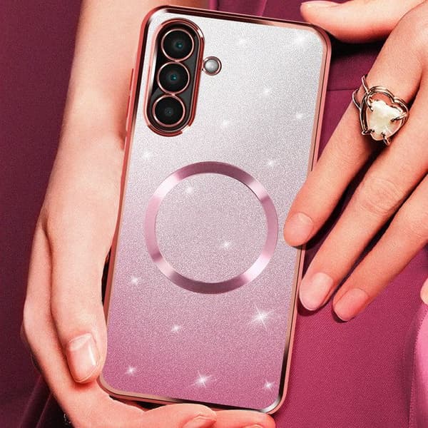 Coque MagSafe för Samsung Galaxy A26 Silikon Glittrig Roséguld