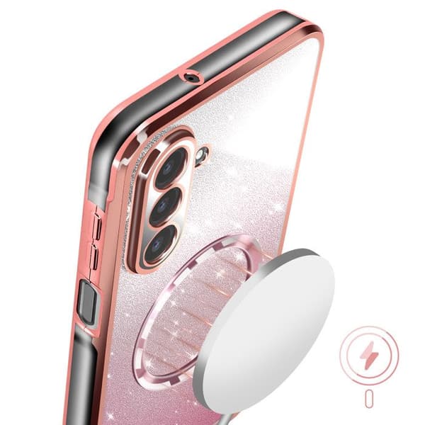 Coque MagSafe för Samsung Galaxy A26 Silikon Glittrig Roséguld
