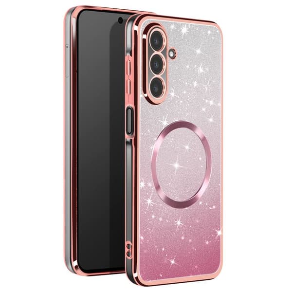 Coque MagSafe för Samsung Galaxy A26 Silikon Glittrig Roséguld