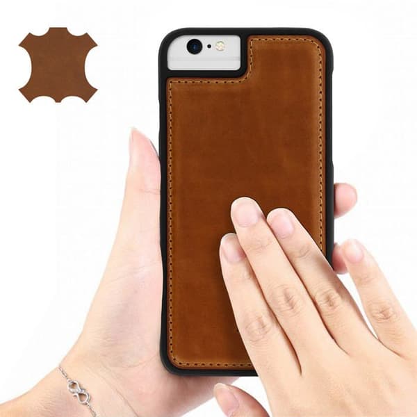 Coque iPhone 8+, 7+, 6+, 6S+ Hårdförande Skydd i Äkta Läder Akashi Kamel