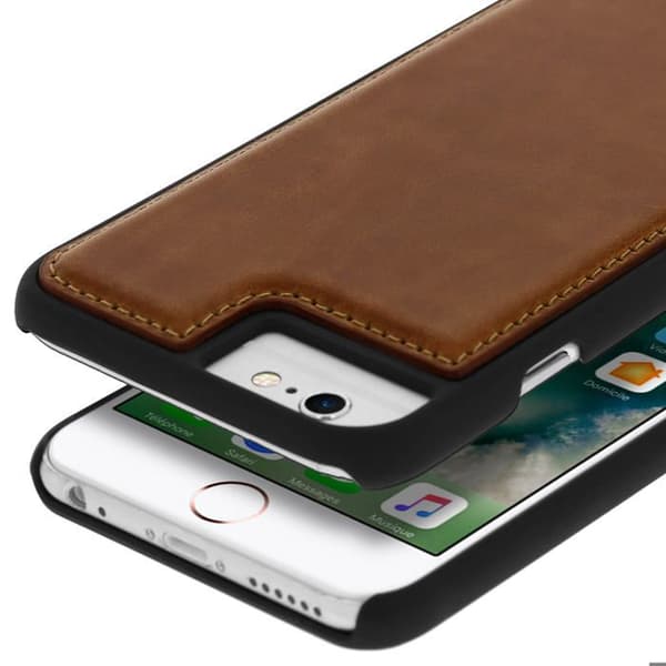 Coque iPhone 8+, 7+, 6+, 6S+ Hårdförande Skydd i Äkta Läder Akashi Kamel
