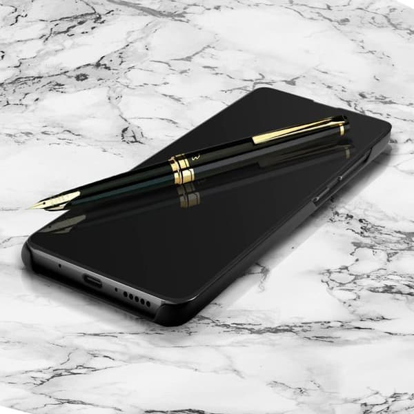 Etui för Huawei Mate 20 - Genomskinlig lock och videostativ - Svart - Avizar