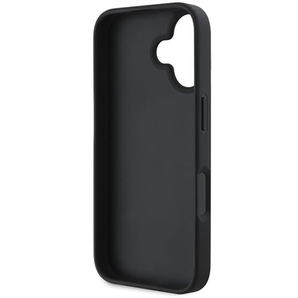 iPhone 16-fodral - DKNY läderhårdskal med rutig mönster och tryckta ränder (DKHCP16SPCPTSSK) - Noir